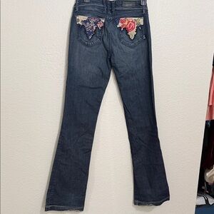 Antik Denim Blue Jeans with Floral Pocket Design